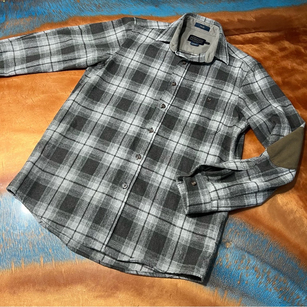 Pendleton Wool Plaid Trail Button Down Shirt Elbo… - image 1
